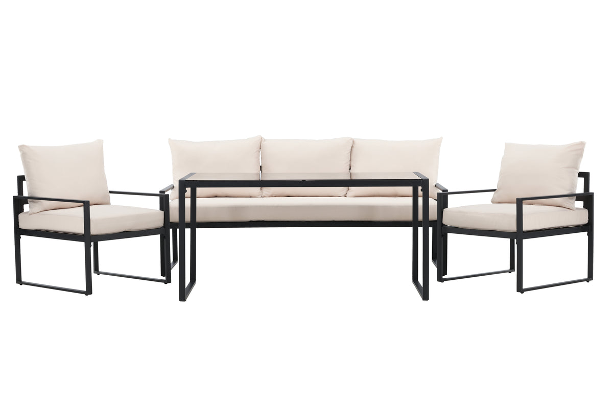 Garten Loungeset Sovana – 3-teilig in Schwarz/Weiß & Beige