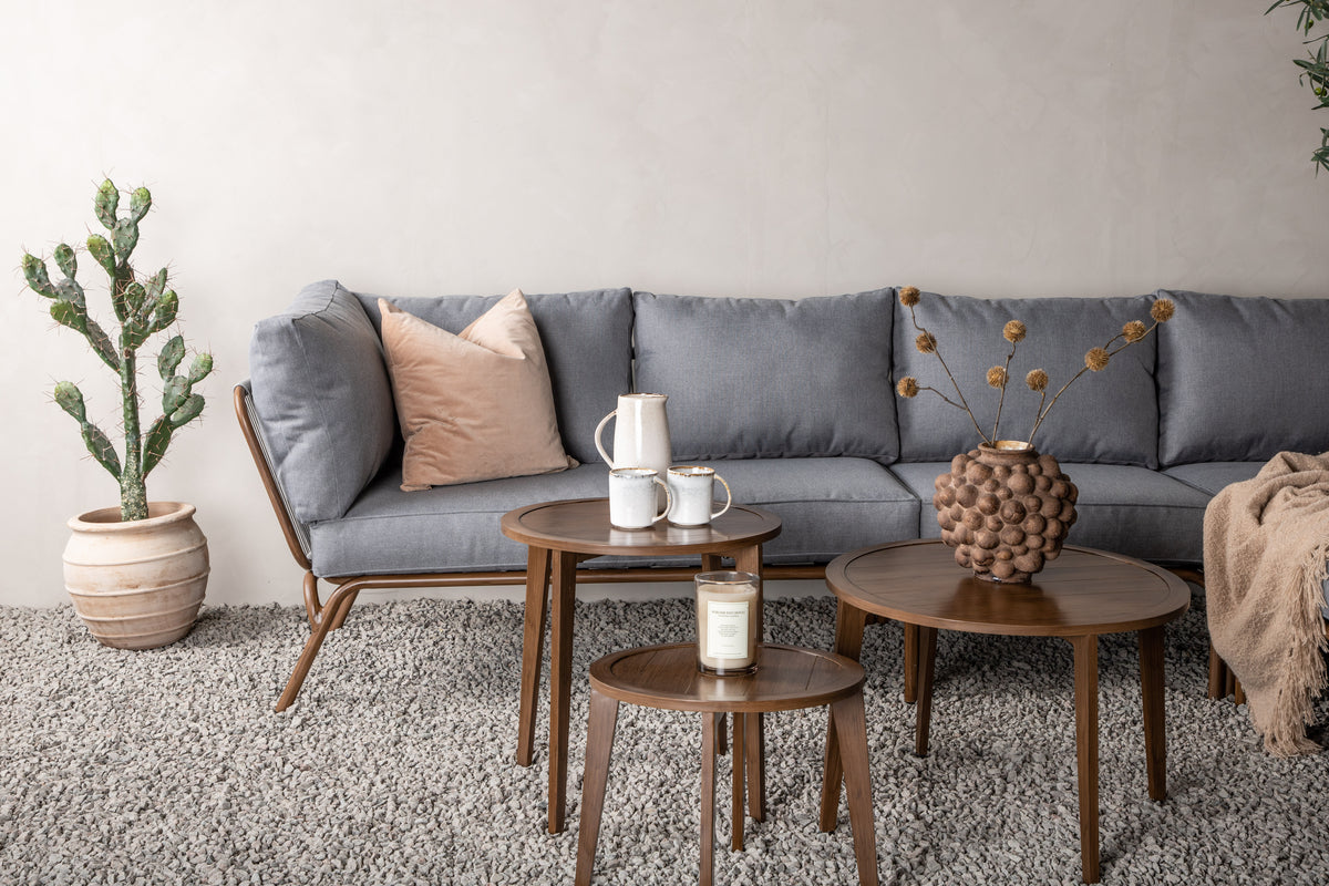 Garten Loungeset Xenia - aus braunem Stahl mit grauen Kissen