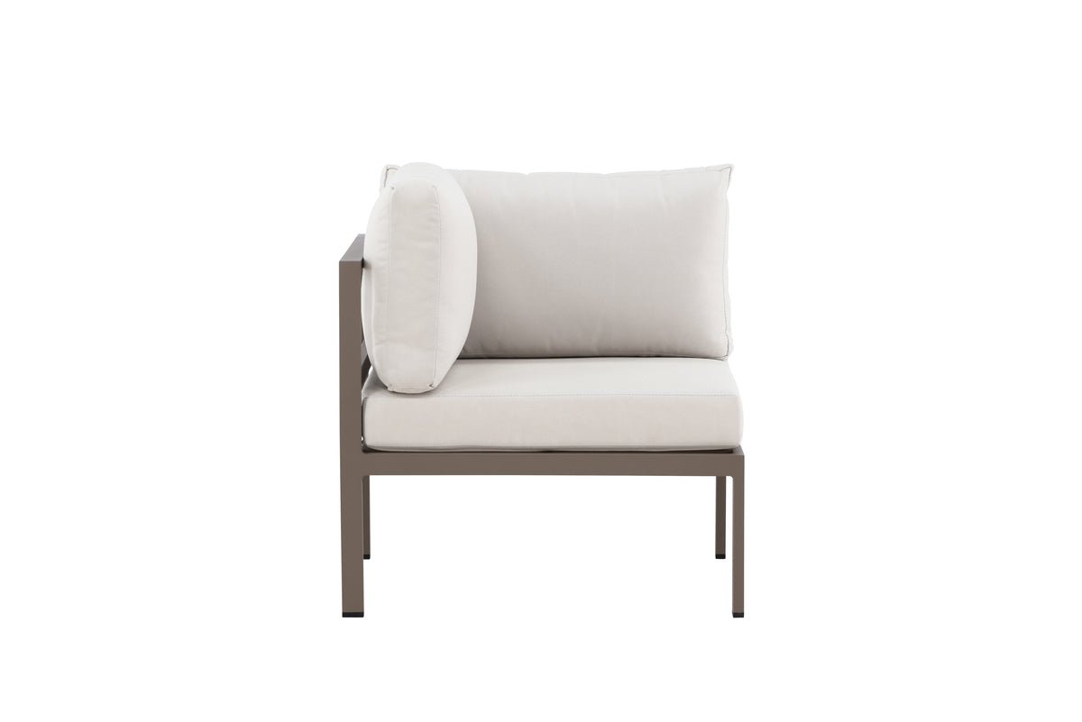 Gartenbank Eckmodul Borelio - Aus Aluminium in den Farben Khaki und Beige