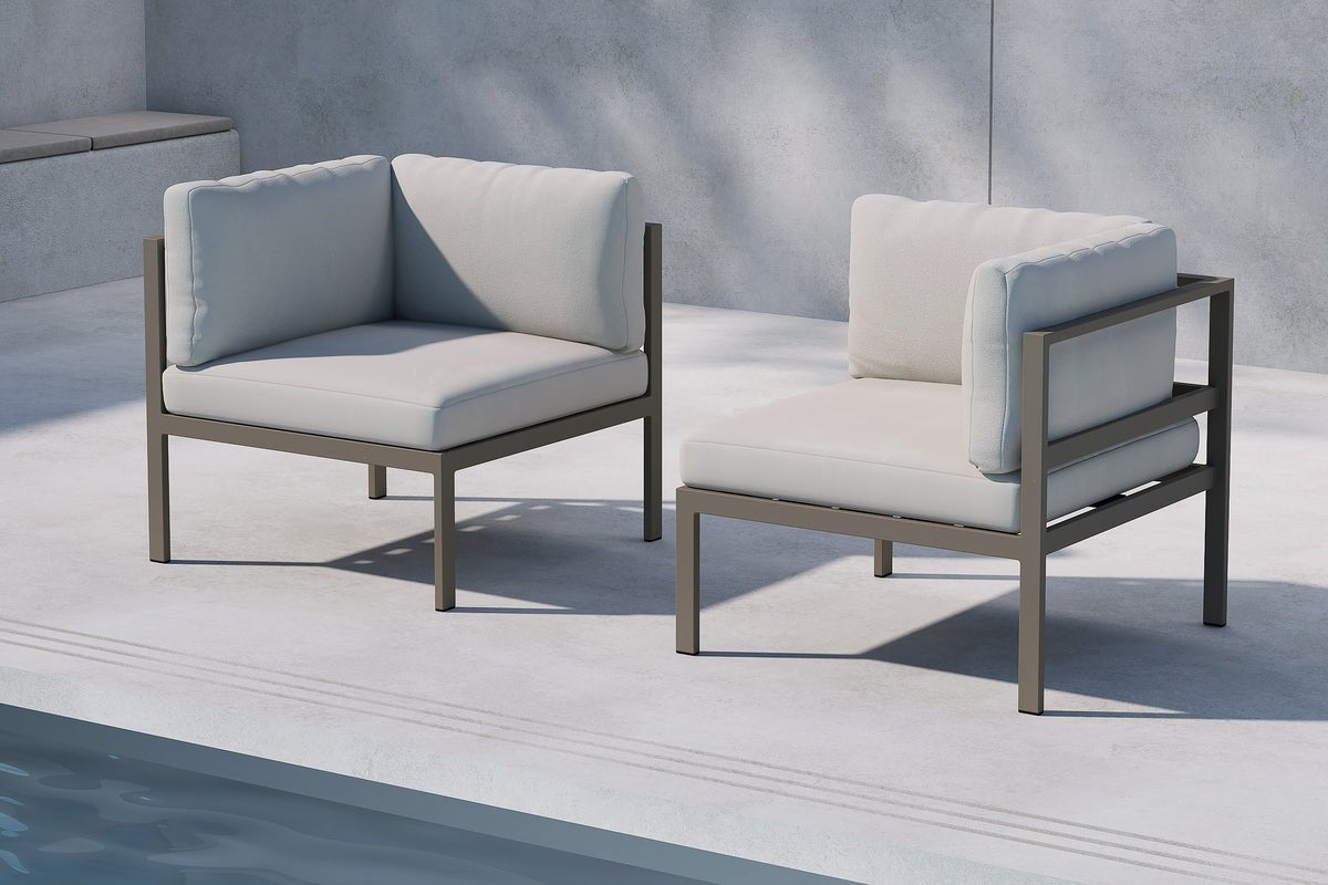 Gartenbank Eckmodul Nero - Aus Aluminium in Schwarz, Braun und Beige