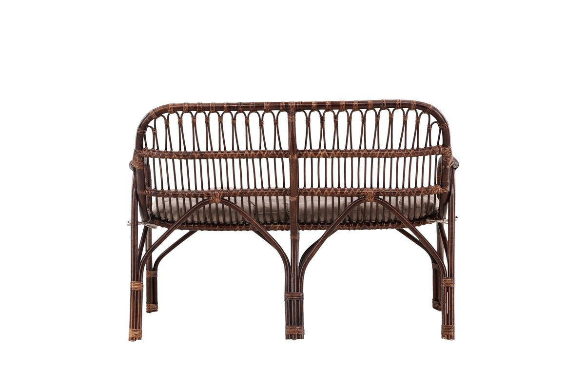 Gartenbank Tobias - Aus Rattan in der Farbe Dunkelwalnuss