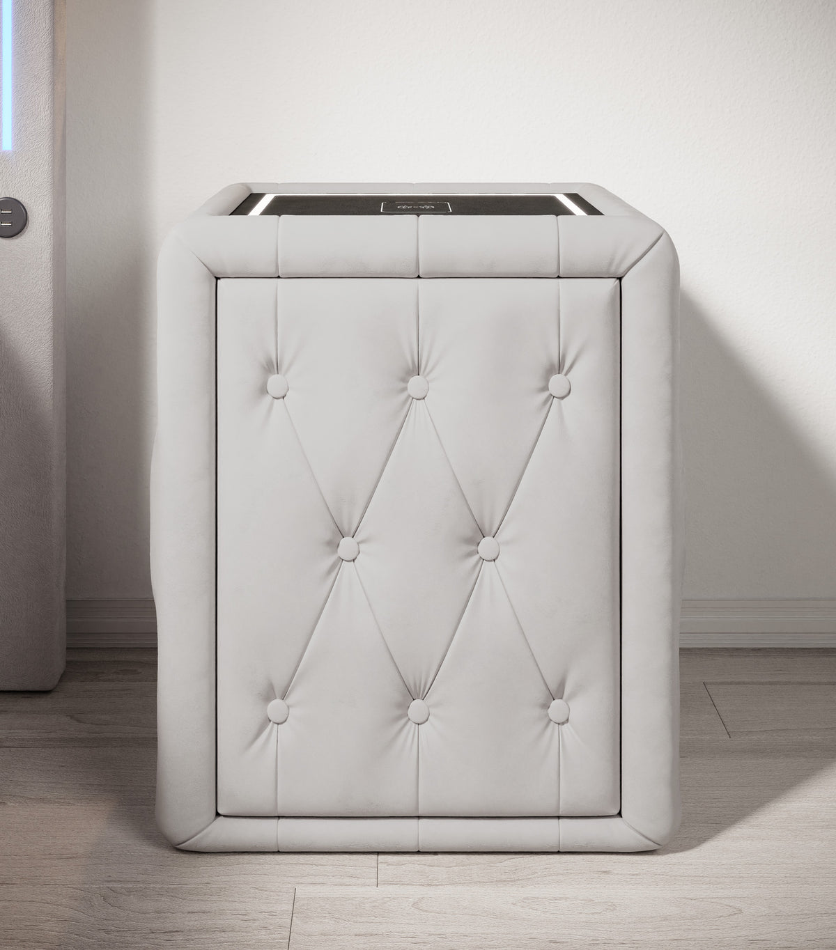 Josy Nachttisch Samt Weiss front