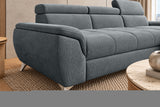 Ecksofa Luno in Strukturstoff Grau – Detailansicht
