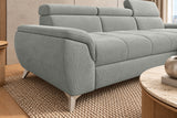 Ecksofa Luno in Strukturstoff Hellgrau – Detailansicht