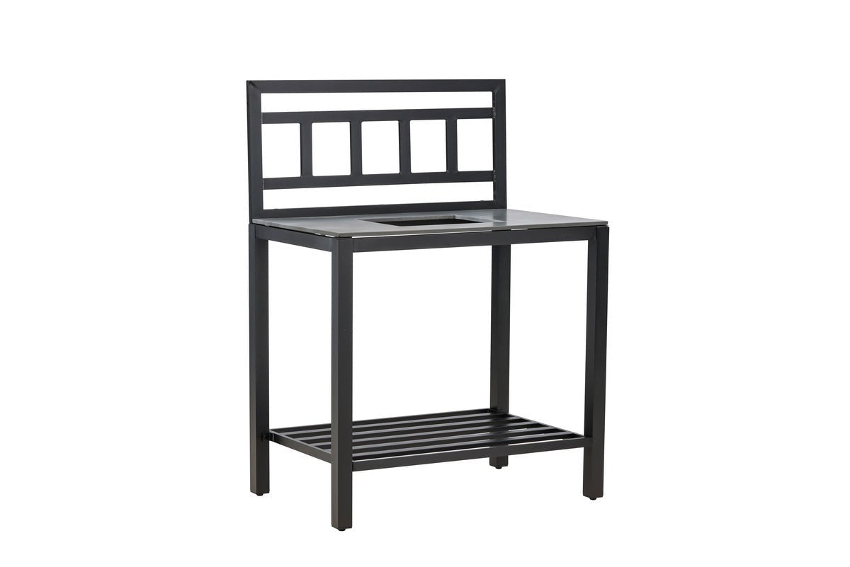 Outdoor Küchenbank Heidi - mit Stein-Tischplatte in Schwarz