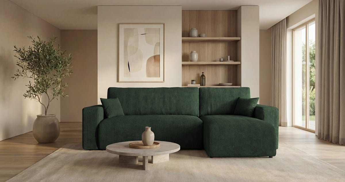 Designer Sofa Calva mit Schlaf- und Klappfunktion in Cord