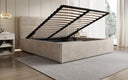 Dizajnová čalúnená posteľ Merry v látke Mančester s úložným priestorom