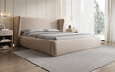 Designer Polsterbett Rosalie in Strukturstoff mit Stauraum
