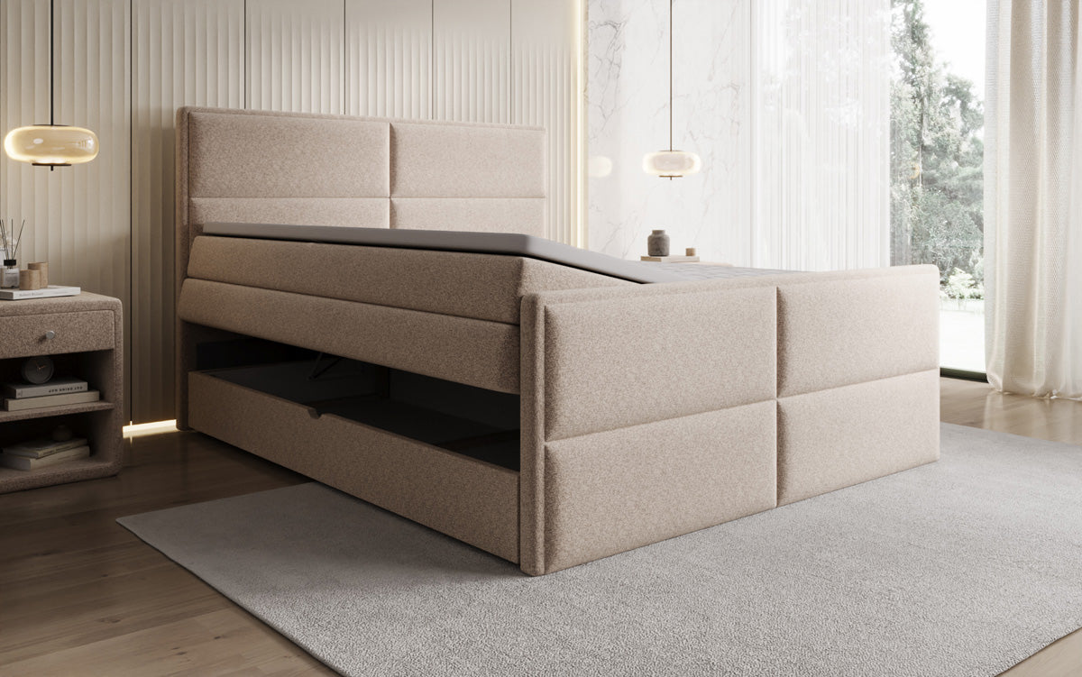 Boxspringbett Viola in Strukturstoff mit Stauraum