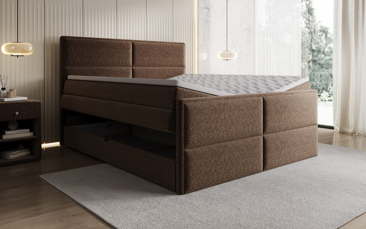 Boxspringbett Viola in Strukturstoff mit Stauraum