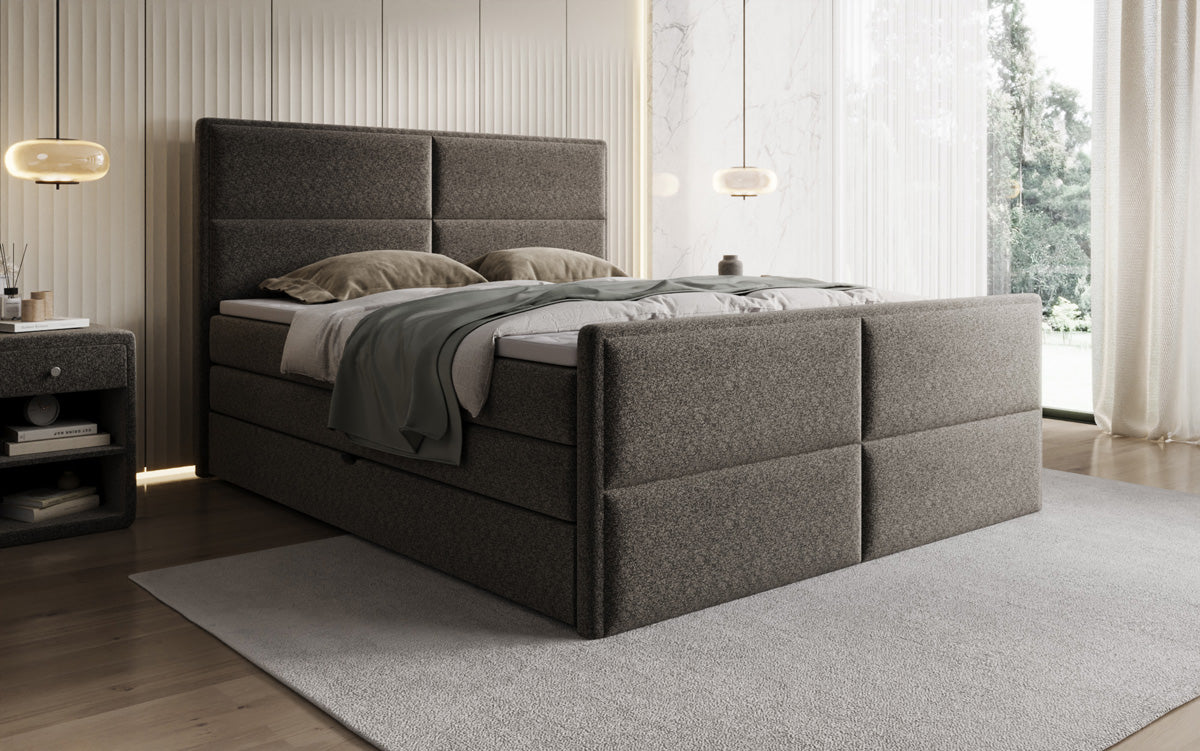 Boxspringbett Viola in Strukturstoff mit Stauraum