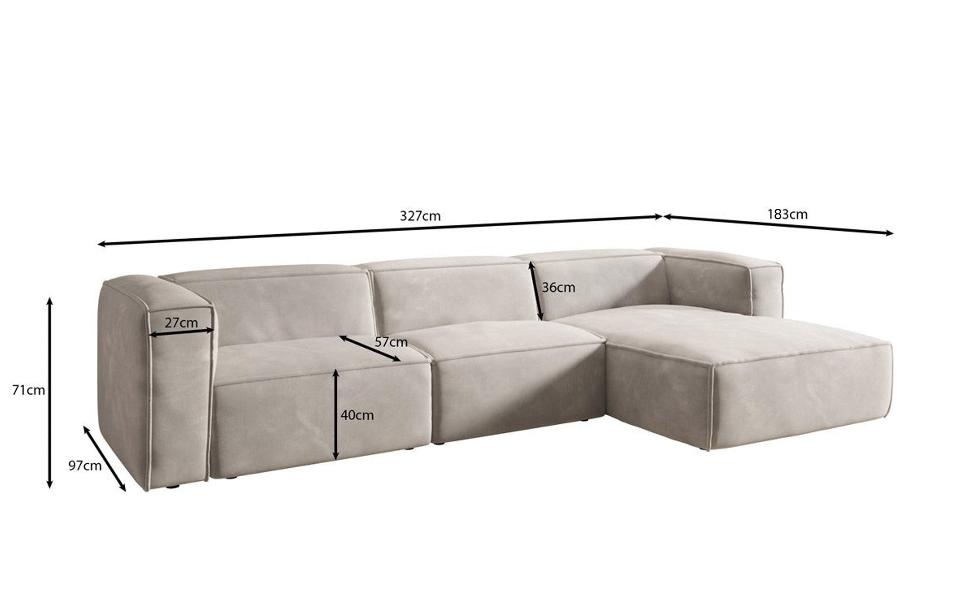 Dizajnová pohovka Comfy L v zamatovom prevedení
