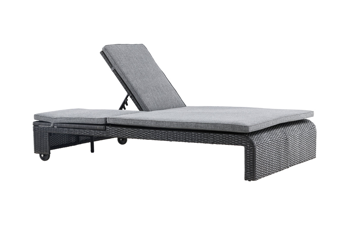 Sonnenliege Lioba - aus synthetischem Rattan in Schwarz