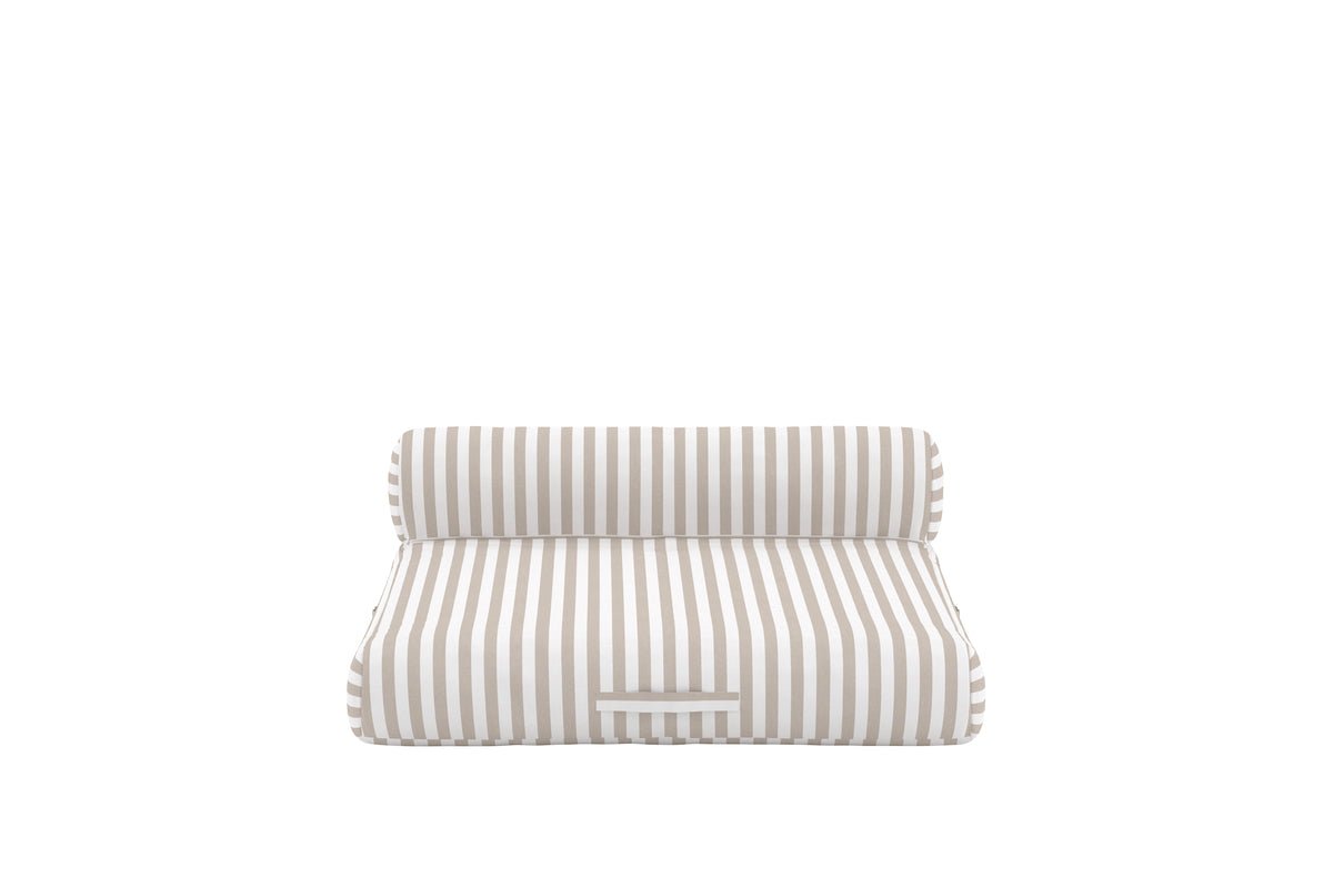 Sonnenliege Taro - geschwungene Form mit integriertem Kissen in Beige/Weiß für 2 Personen