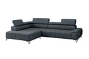 Designer Ecksofa Volo in Chenille Blau, Ottomane links