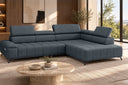 Ecksofa Volo in Chenille Blau, Ottomane rechts – Ansicht 2