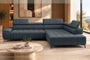 Ecksofa Volo in Chenille Blau, Ottomane rechts – Ansicht 3