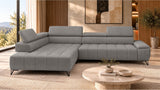 Ecksofa Volo in Chenille Grau, Ottomane links – Ansicht 3