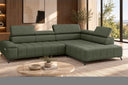 Ecksofa Volo in Chenille Grün, Ottomane rechts – Ansicht 2
