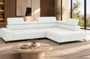 Ecksofa Volo in Chenille Weiß, Ottomane rechts – Ansicht 2
