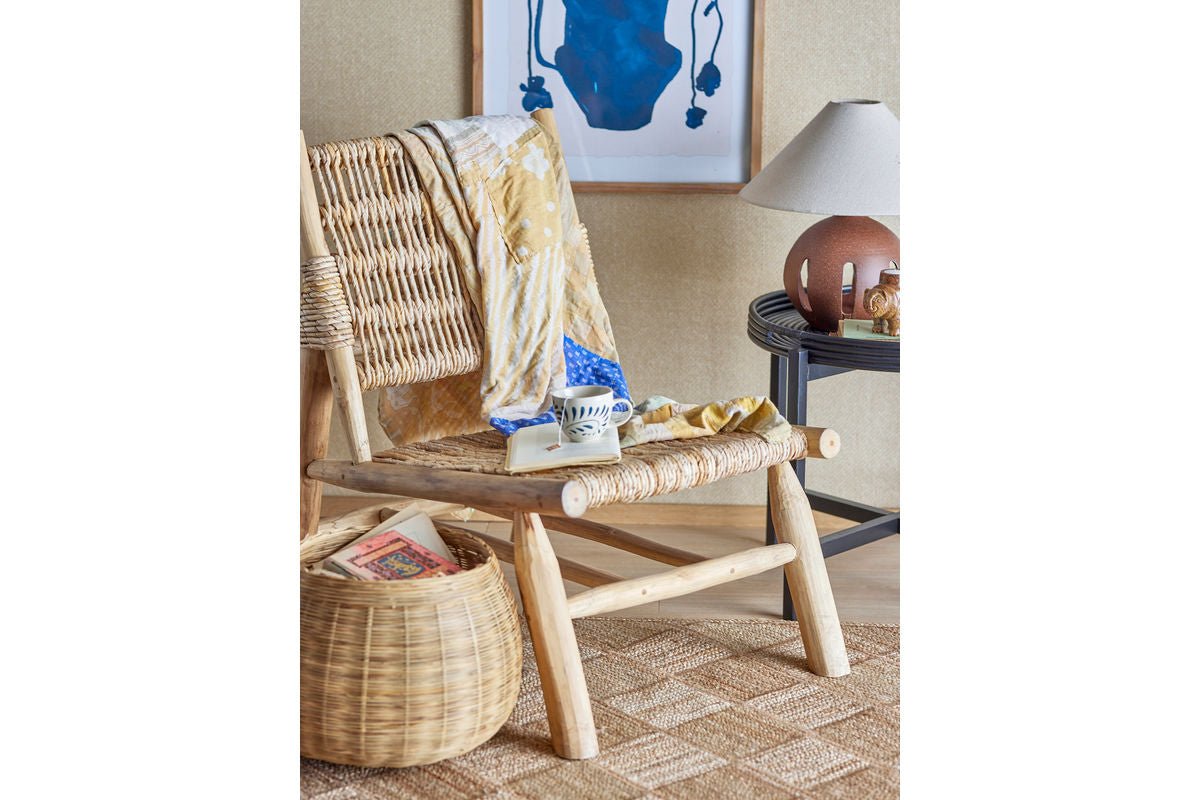 Prehoz Kalima – Ručne vyrobený prešívaný prikrývka zo sari v žltej farbe