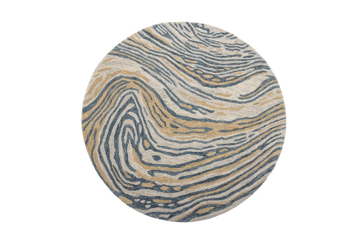 Koberec Niro – okrúhly tvar s organickým vzorom v hnedej a modrej
