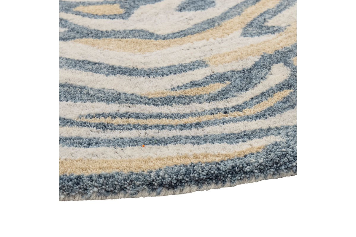 Koberec Niro – okrúhly tvar s organickým vzorom v hnedej a modrej