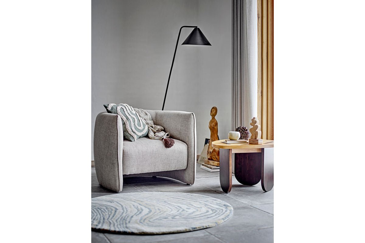 Koberec Niro – okrúhly tvar s organickým vzorom v hnedej a modrej