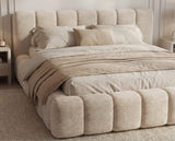 Designer Polsterbett Como in Cord mit Stauraum – Beige