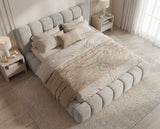 Designer Polsterbett Como in Cord mit Stauraum – Hellgrau