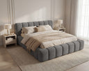 Designer Polsterbett Como in Cord mit Stauraum – Grau