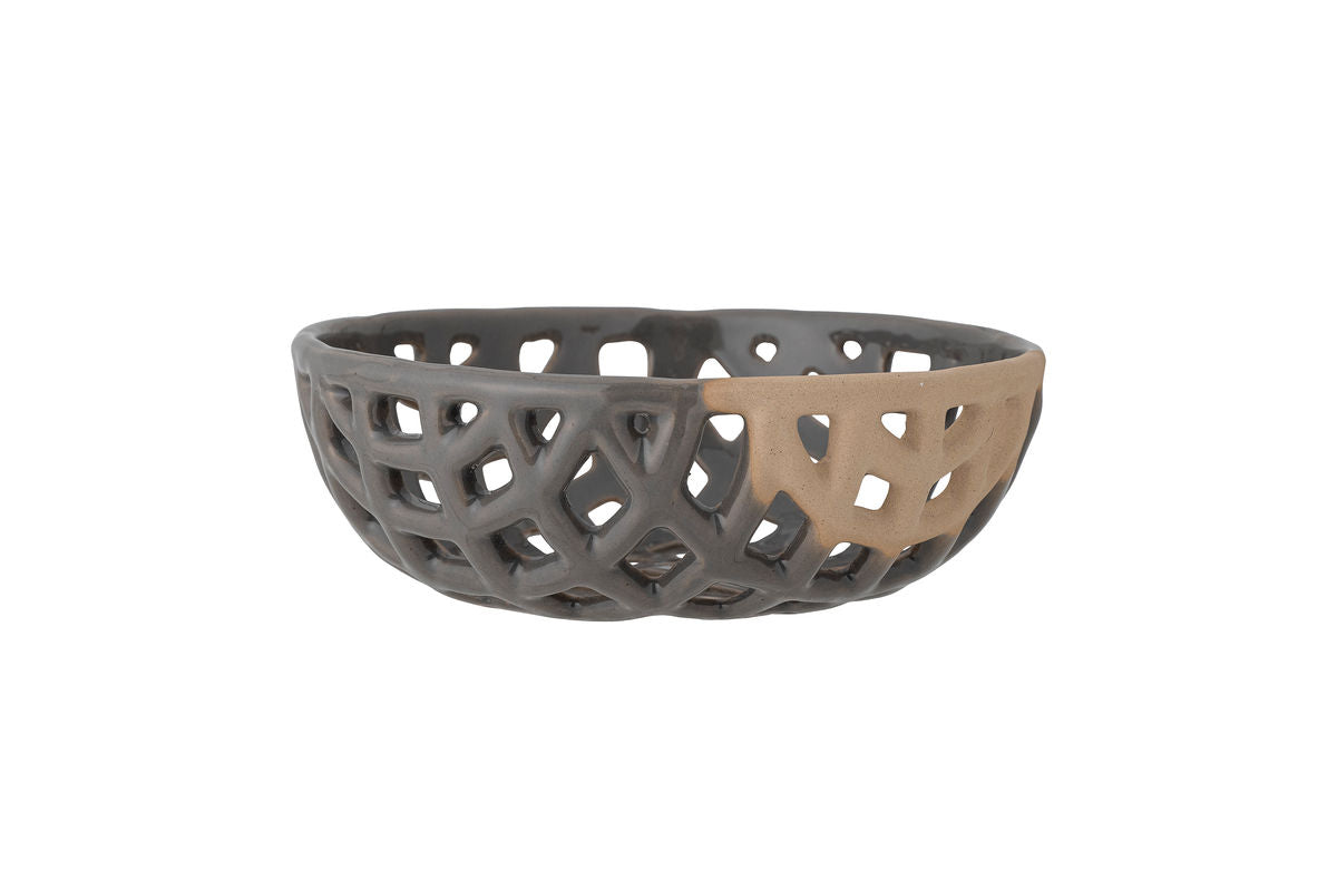 Deko-Schale Ana – skulpturales Steingut in Grau