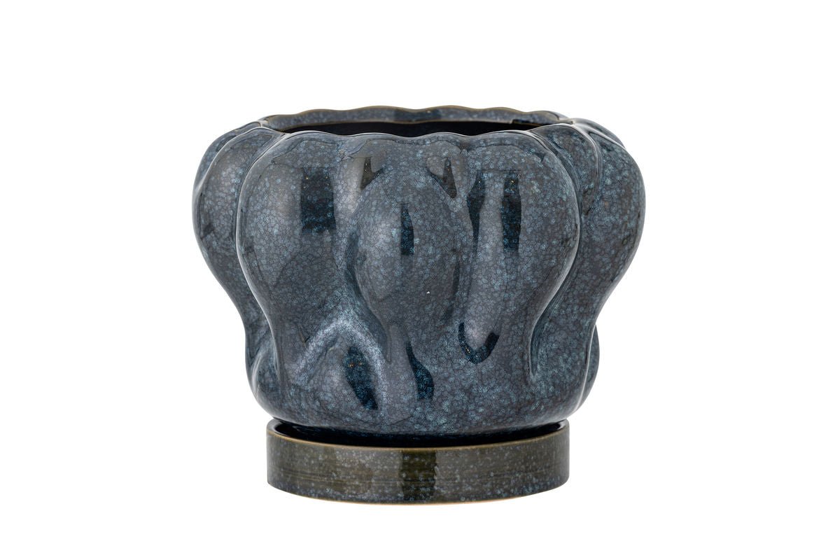 Blumentopf „Aurelia“ mit Unterteller – Steingut mit glänzender Glasur