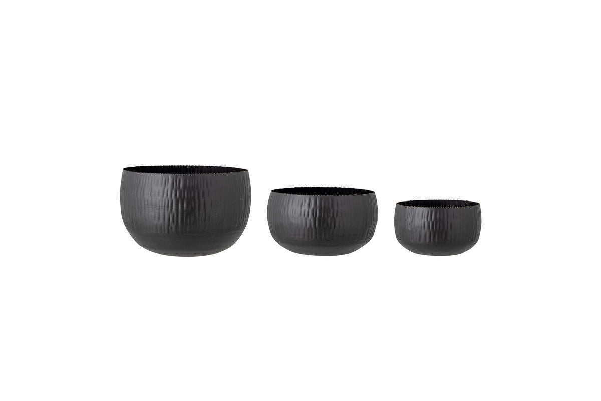 Blumentopf-Set Onyx – Glänzendes Metalldesign in Schwarz (3er-Set)