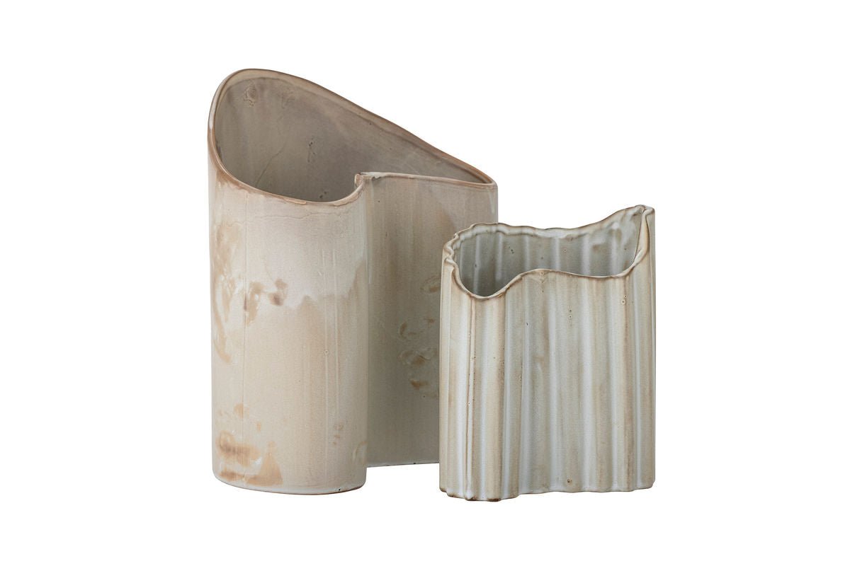 Vasen-Set „Caloma“ – Braunes Steingut (2-teilig)