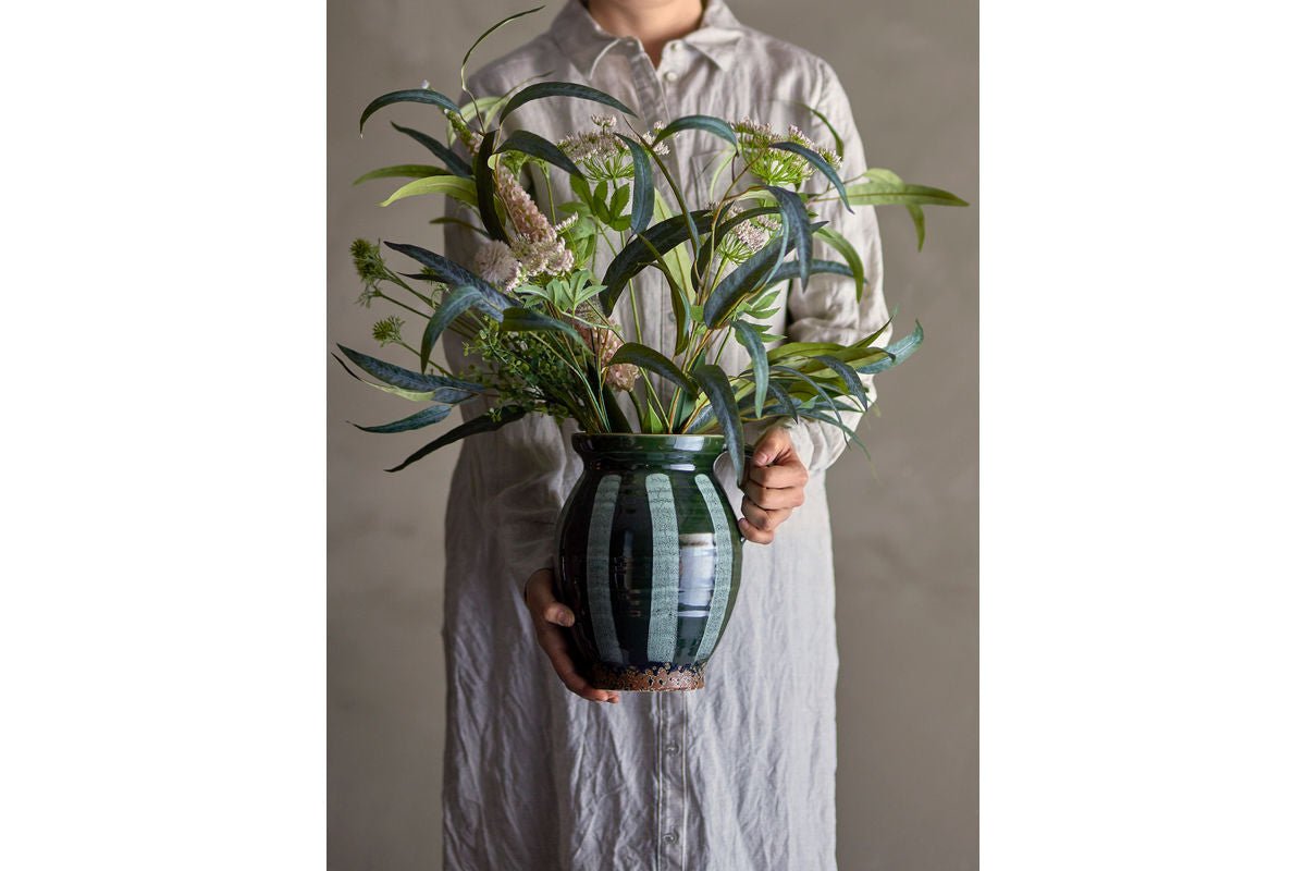 Vase „Elvya“ – Grünes Steingut