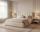 Designer Polsterbett Fano in Samt mit Stauraum – Beige