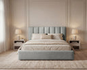 Designer Polsterbett Fano in Samt mit Stauraum – Grau