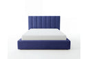 Designer Polsterbett Fano in Samt mit Stauraum – Blau