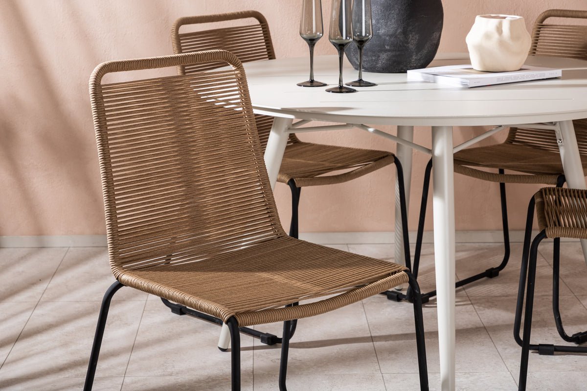 Záhradná jedálenská súprava Fina – 5-dielna záhradný nábytkový set s okrúhlym stolom