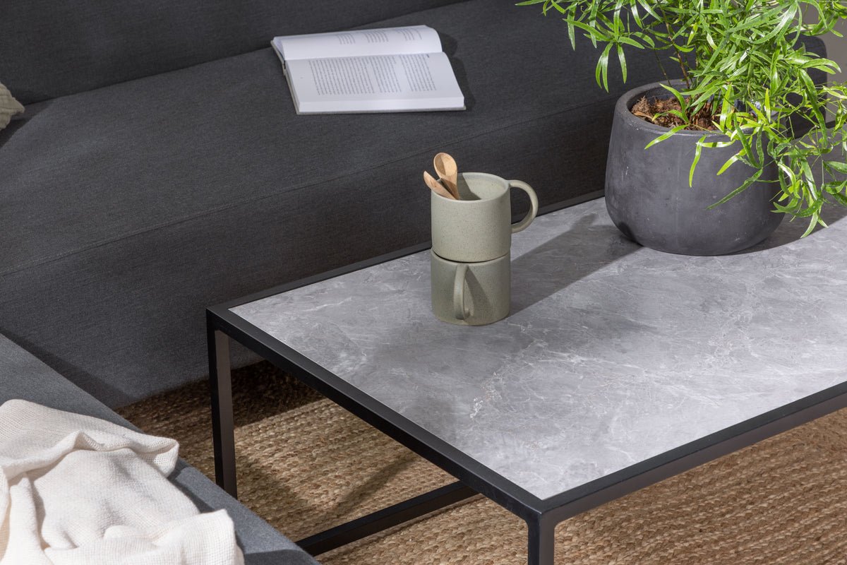 Záhradná sedacia súprava Kreta – s vodeodolnou látkou a stolom, odolná voči UV žiareniu