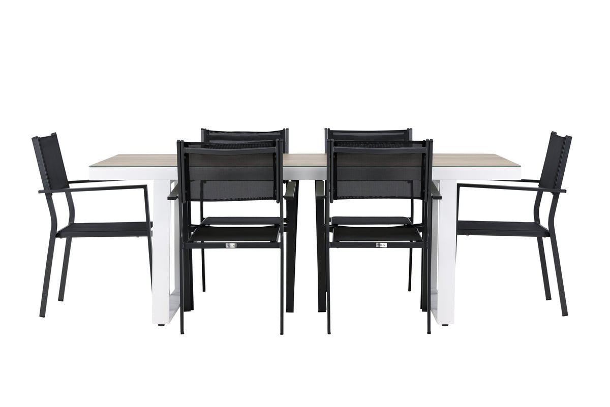 Záhradná jedálenská súprava Silva – 7-dielna záhradný nábytkový set v Czarny/Bielá