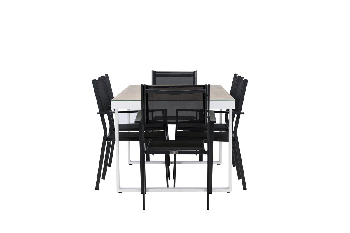 Záhradná jedálenská súprava Silva – 7-dielna záhradný nábytkový set v Czarny/Bielá