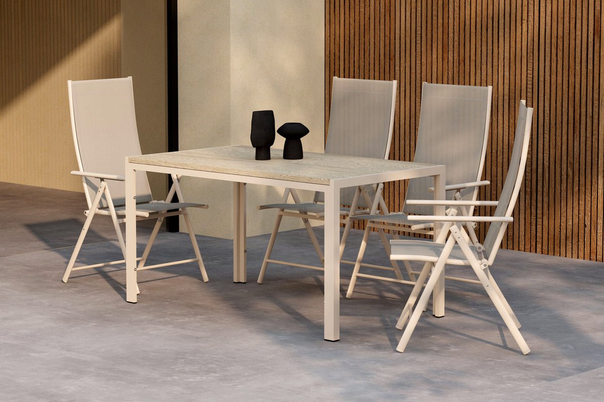 Garten Essgruppe Lorette – 5-teiliges Gartenmöbel-Set in Schwarz oder Beige