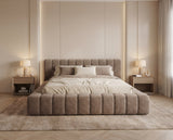Designer Polsterbett Ivo in Samt – Sand