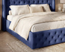 Designer Polsterbett Marlo in Samt – Blau