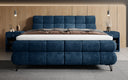 Boxspringbett Milla Cord in Blau (Poso 005) – Milieu frontal