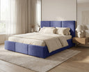 Designer Polsterbett Miro in Samt mit Stauraum – Blau