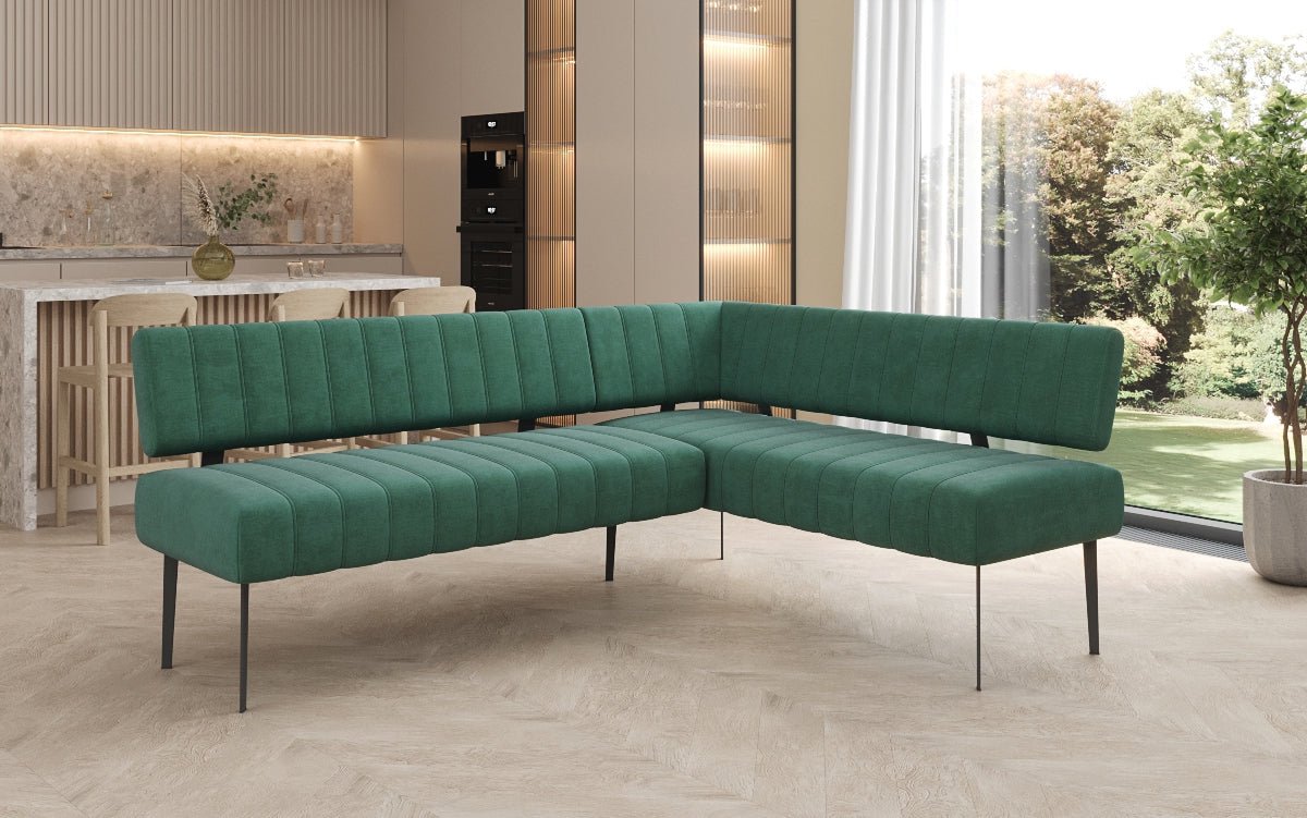 Gepolsterte Essbank Montero aus wasserabweisendem Samt mit Metallbeinen