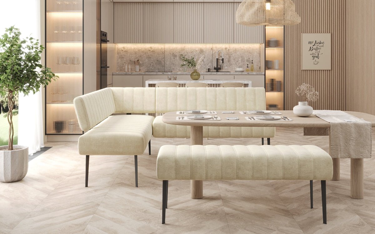 Súprava rohová sedačka Montero z vodoodpudivého zamatového materiálu s kovovými nohami